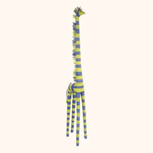 2m green and blue stripe raffia giraffe, cut out photo
