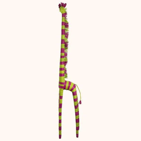 2m Giraffe in lime and pink, cut out photo