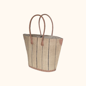 Bato basket bag in natural pinstripe cut out photo