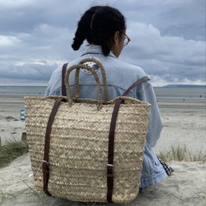Berber backpack basket at beach