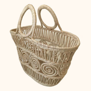 Macrame Swirl Shopper Basket in natural, cut out photo