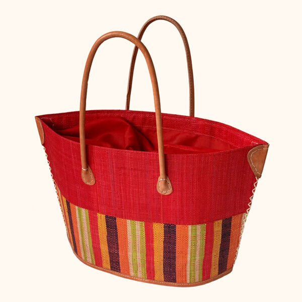Bato Beach Basket with red stripes cut out photo