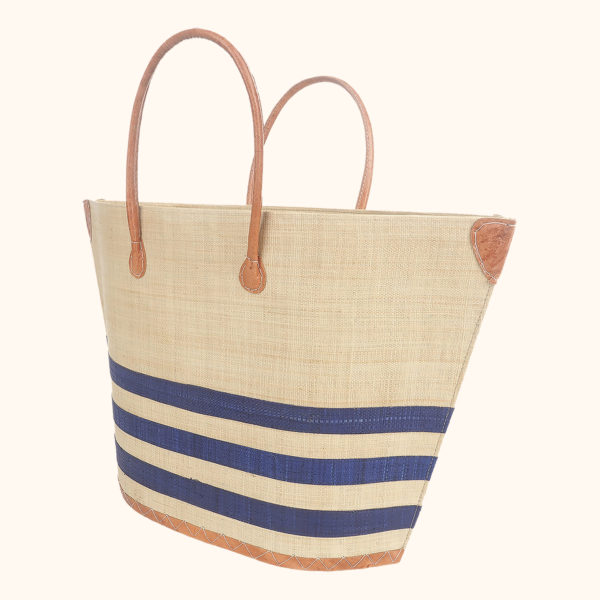 Bato Marine Beach Basket with Navy Stripes cut out photo