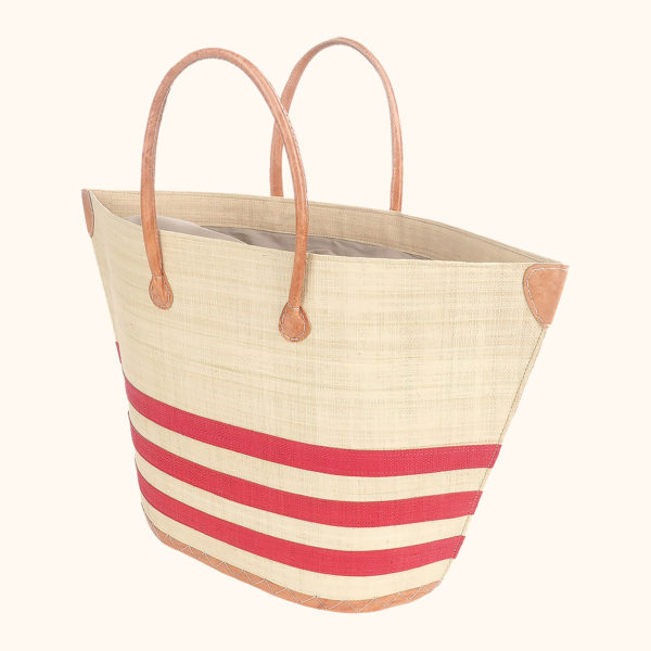 Bato Marine Beach Basket with Red Stripes cut out photo