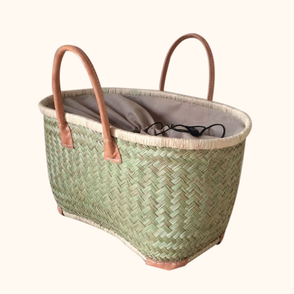 Large Drawstring Shopper Basket in Natural cut out photo