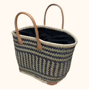 Small black drawstring basket in black cut out photo