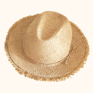 Frayed Fedora Hat in natural, cut out photo