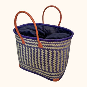 Large Drawstring Shopper Basket in Blue - new colour cut out photo