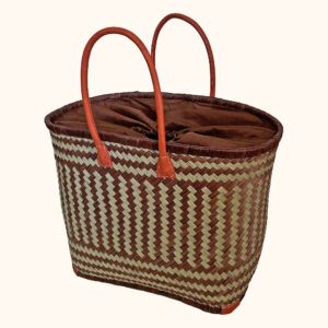 Large Drawstring Shopper Basket in Chocolate - new colour cut out photo