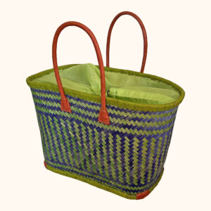 Large Drawstring Shopper in Lime and Navy - new colour cut out photo