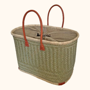 Large Drawstring Shopper Basket in Natural - cut out photo