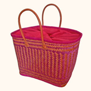 Large Drawstring Shopper in orange and pink - new colour cut out photo