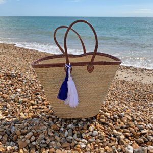 Leather Trim Basket at the beach