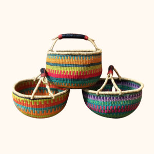 Medium round Bolga baskets from Ghana, cut out photo