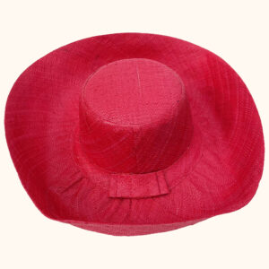 Mimosa raffia hat in red cut out photo
