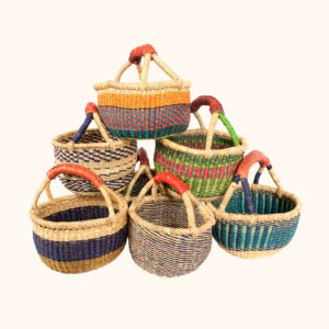 Mini round Bolga baskets from Ghana