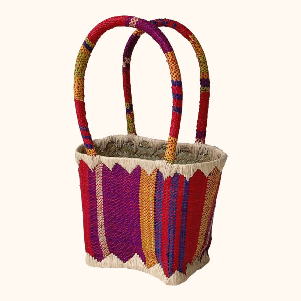 Mini Zaza Basket Bag with red stripes, cut out photo