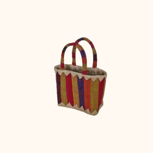 Mini zaza yellow stripes raffia basket for children cut out photo