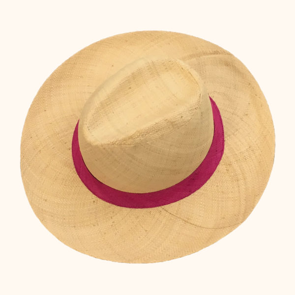 Panama hat with pink band, cut out photo