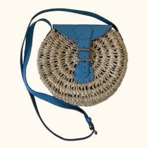 Blue Leather Round Palm Handbag cut out photo