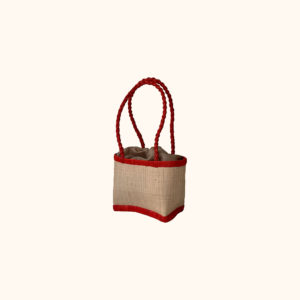 In sale small raffia handle basket bag in red