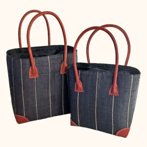 Set of 2 Hanta Pinstripe Tote Bags in black cut out photo