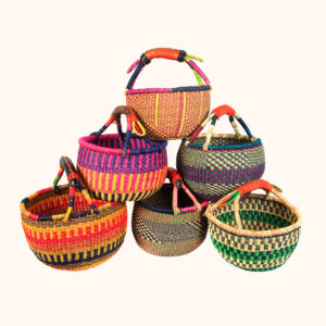 Small round Bolga baskets from Ghana
