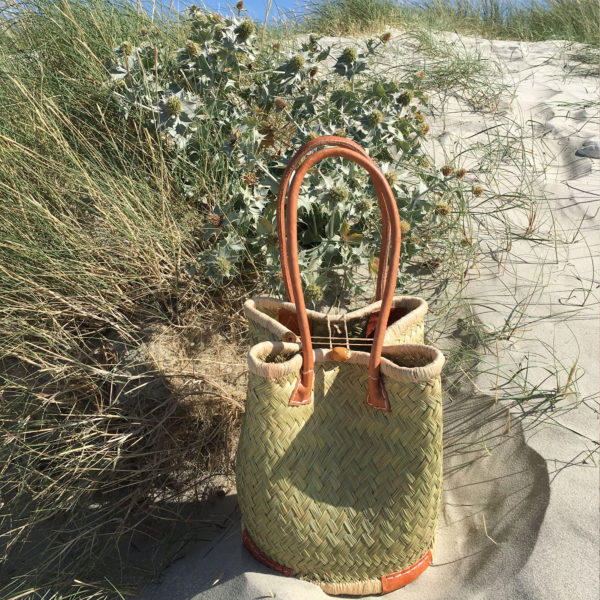 Small natural bosaka basket bag at beach