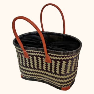 Small Drawstring Shopper Basket in Black - new colour cut out photo