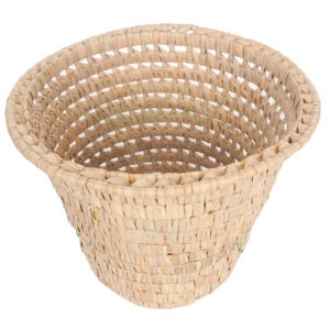 Handmade woven waste paper basket, cut out photo