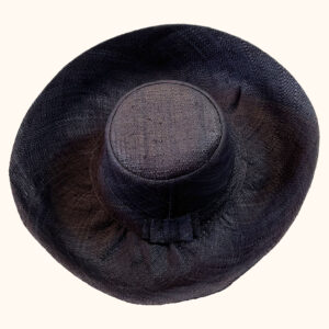 Large Raffia Mimosa Hat in black, cut out photo