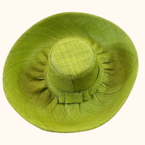 Large Raffia Mimosa Hat in lime green, cut out photo