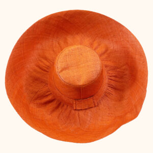 Large Raffia Mimosa Hat in orange, cut out photo