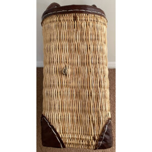 Seconds large leather trim oblong basket with slight fault on one side