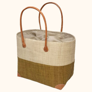 Large Hanta Two Tone Basket in natural and tan - cut out photo