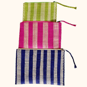 Set of 3 raffia pochettes with zip fastening - cut out photo