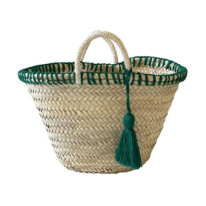 Little Wool Tassel Basket in green - cut out photo
