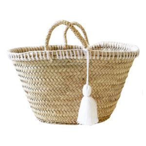Little Wool Tassel Basket in white - cut out photo