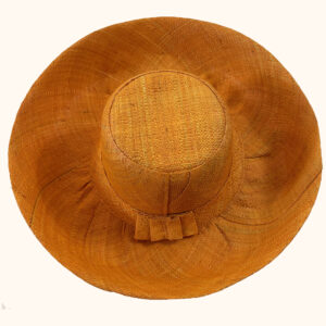 Raffia Mimosa Hat in yellow, cut out photo