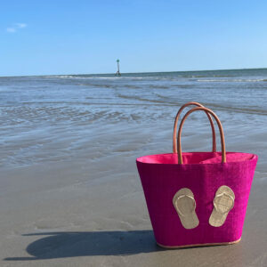 Pink Flipflop Beach Bag at the seaside