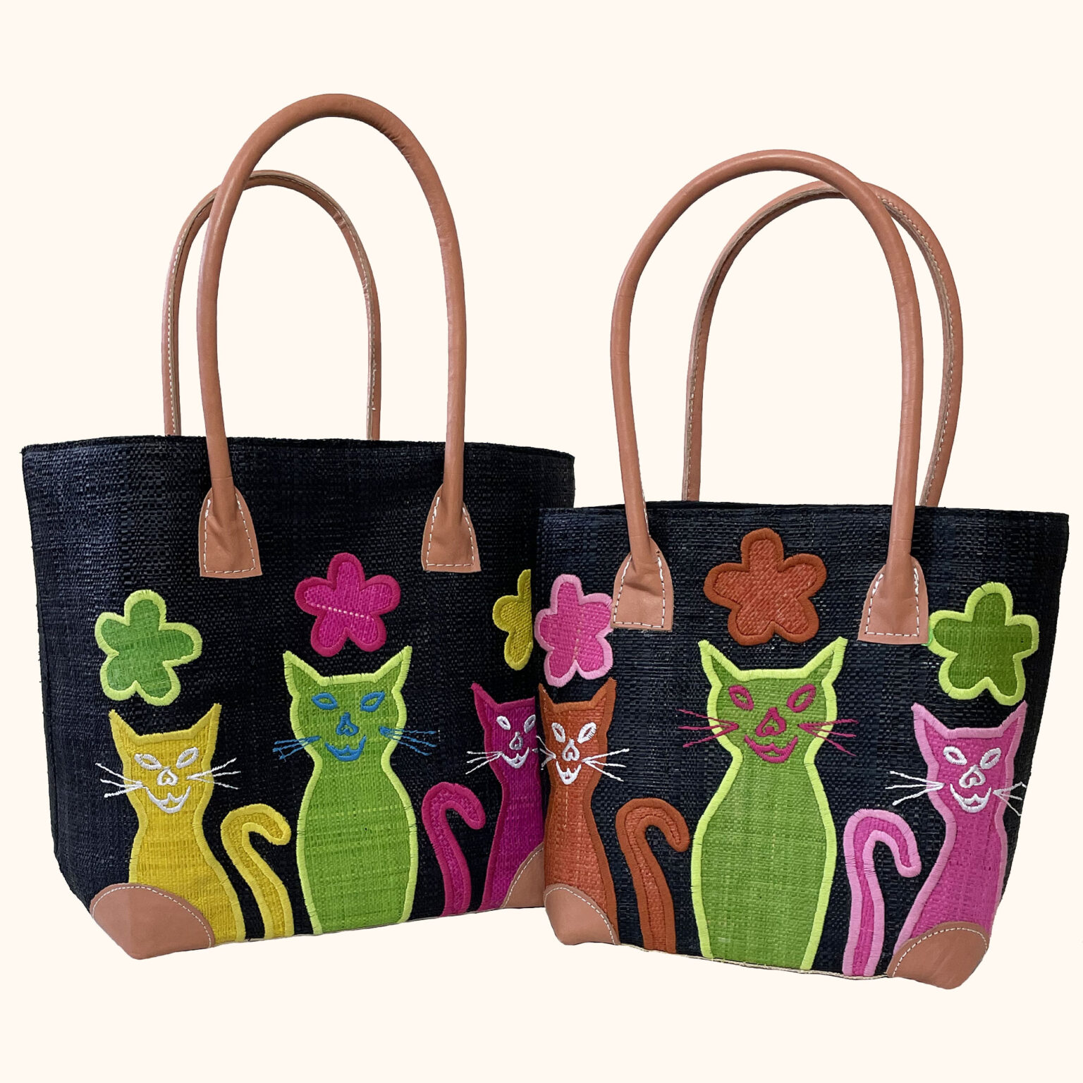 Set of 2 Cat Tote Bags BasketBasket