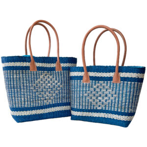 Set of 2 sisal basket bags with a diamond pattern on both sides, cut out photo