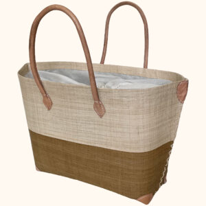 Mery Drawstring Basket Bag in natural and tan