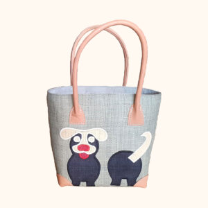 Small size dog tote bag in grey cut out photo