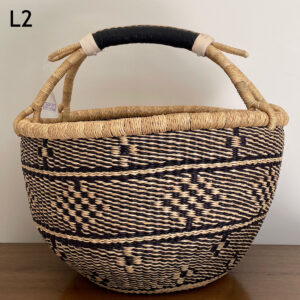 Large Blue Black Round Bolga Basket from Ghana