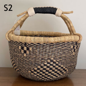 Small Blue Black Round Bolga Basket from Ghana