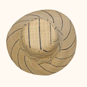 Amelie raffia sun hat in natural pinstripe - cut out photo