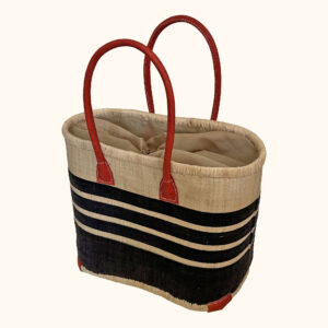 Small porto stripe tote bag in black - cut out photo