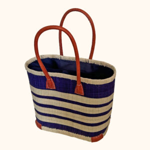 Small porto stripe tote bag in navy - cut out photo