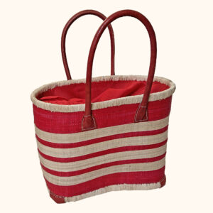 Small Porto Bag in red and natural cut out photo